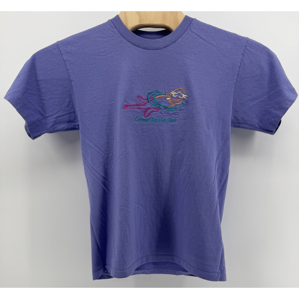 Vintage 90s Anvil Carmel by the Sea Embroidered T-Shirt Size M USA Single Stitch